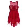 Kids Girls Sleeveless Irregular Hem Lyrical Dance Ballet Leotard Dress Performance Costume