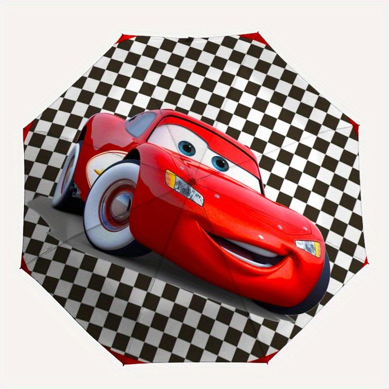 Disney Lightning McQueen Manual Opening and Closing Umbrella - 8-Rib Reinforced Folding Design, Lightweight
