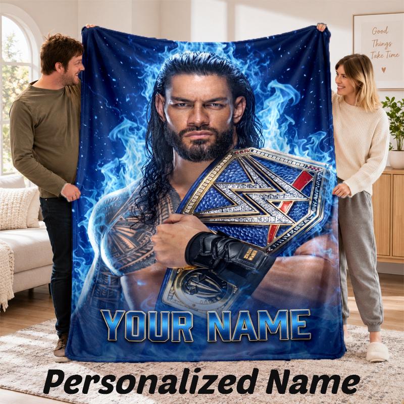 Персонализированный плед WWE с именем, фланелевый плед, персонализированный текст, мягкий плед для кровати, дивана, подарок