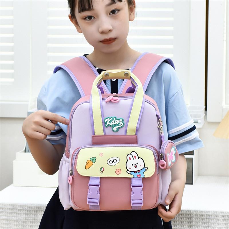 Cute Rabbit Cartoon Astronaut Printed Childrens Backpack With Wallet For School