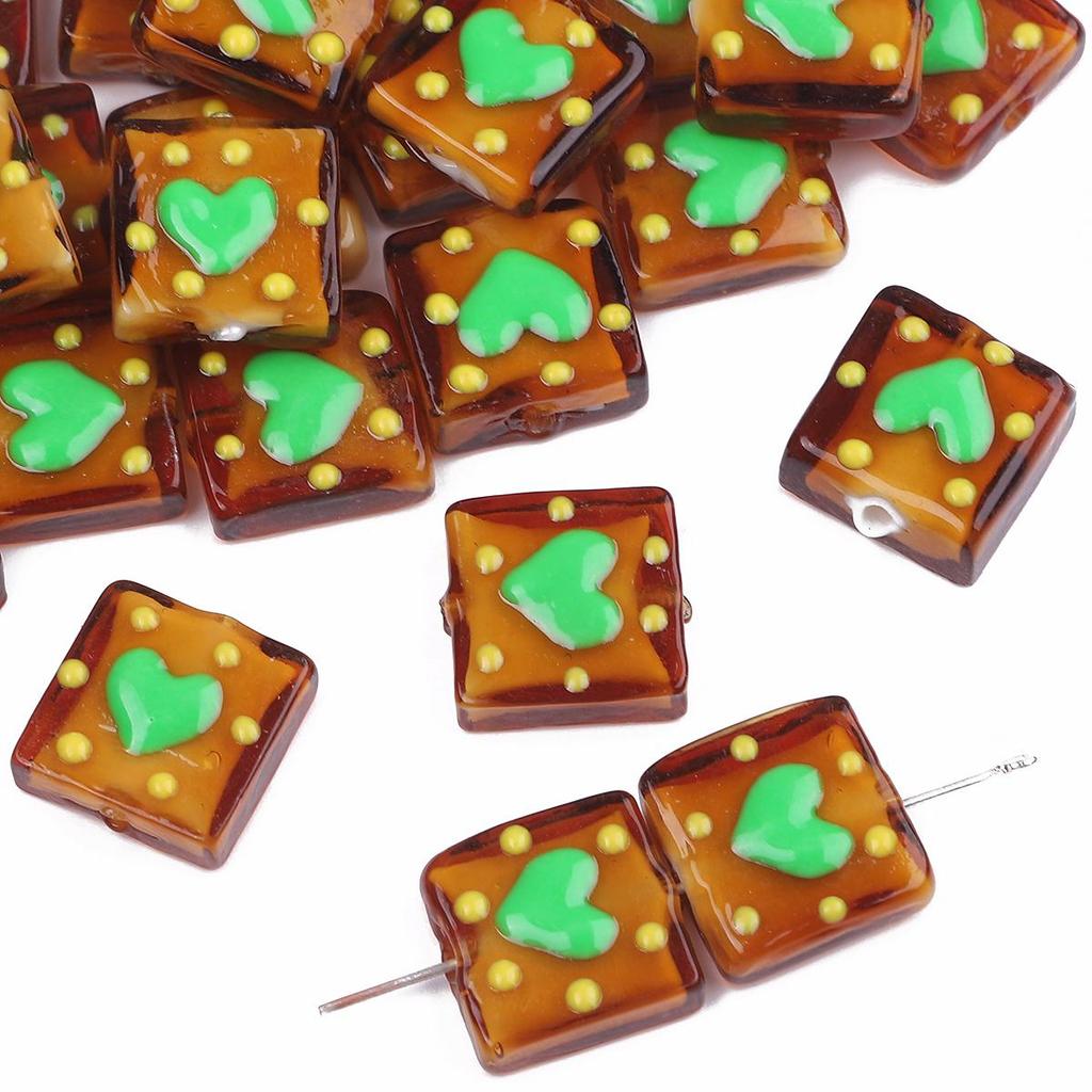 1 шт. ручная роспись цветные стеклянные точки любовь квадратные бусины для DIY ожерелье браслет серьги изготовление ювелирных изделий аксессуары для рукоделия