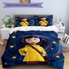 3pcs Coraline (7) Design Cover Set - HD Printed Bedding with 1 Cover and 2 Pillowcases - Perfect for Home and Dorm Decor