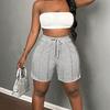 Женские спортивные шорты, повседневные спортивные шорты, эластичные мини-шорты с завязками на талии, летняя спортивная одежда