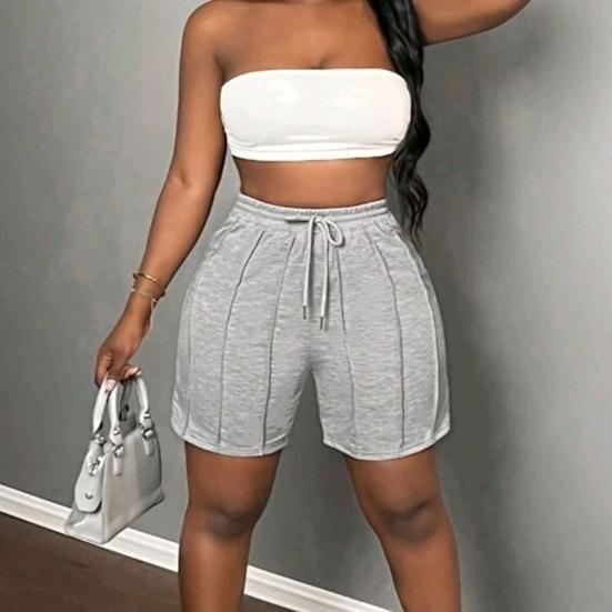 Женские спортивные шорты, повседневные спортивные шорты, эластичные мини-шорты с завязками на талии, летняя спортивная одежда