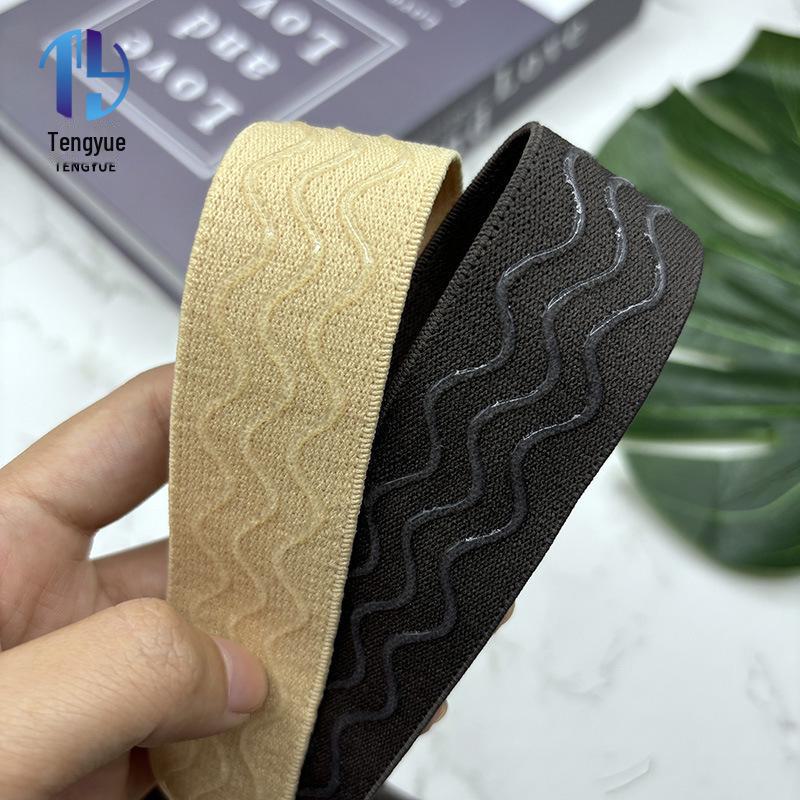 3cm Sanded Wave Strips: Non-slip Elastic Bands & Silicone Strips for Wigs, Swimsuits, Ski Suits, and Waistbands.