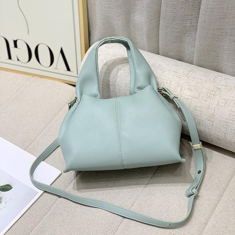 Versatile Solid Color Lunch Box Bag Messenger Bag Female Dumpling Sewing Line Design Simple Portable Dumpling Bag