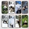 Милый Панда Черный Матовый Чехол Для Телефона Для iPhone 17,16,15,14,13,12,13,12,11 Pro Max Plus mini XS XR Силиконовый Мягкий Задний Чехол