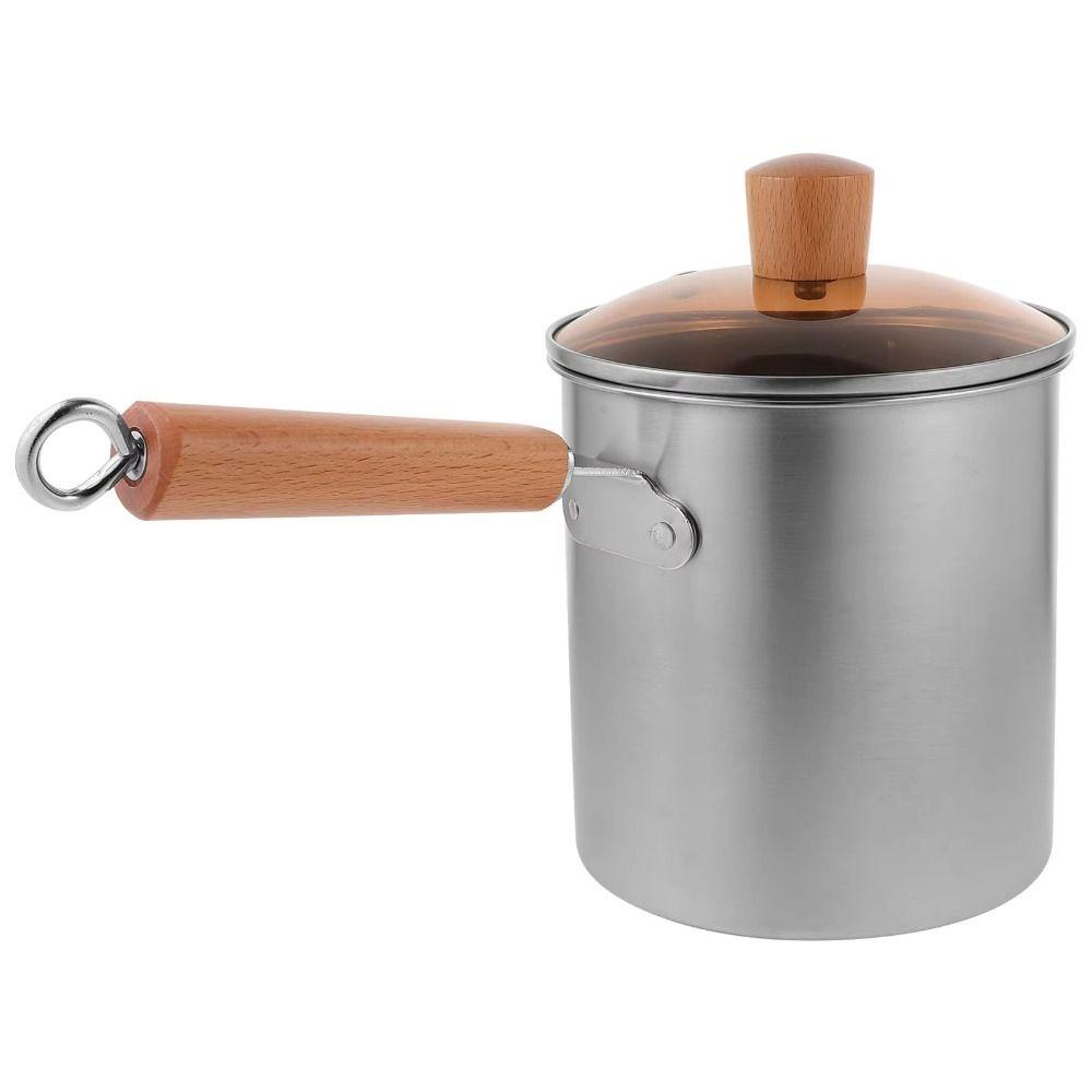 Wood Handle Deep Fryer with Strainer Strainer Basket Milk Warmer Pot Deep Fryer Pot Chicken Frying