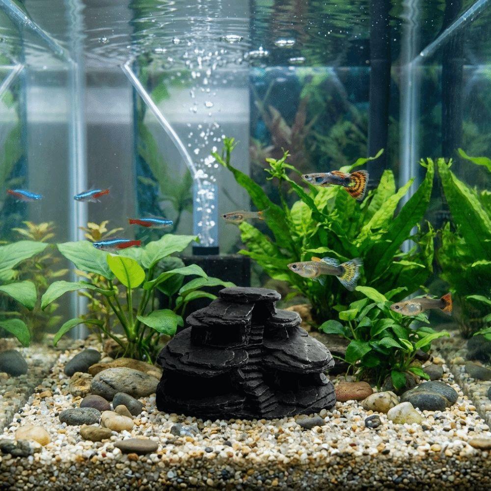 Plastic Fish Tank Rockery Ornaments Realistic Texture Fish Hiding Cave Simulated Rock Aquarium