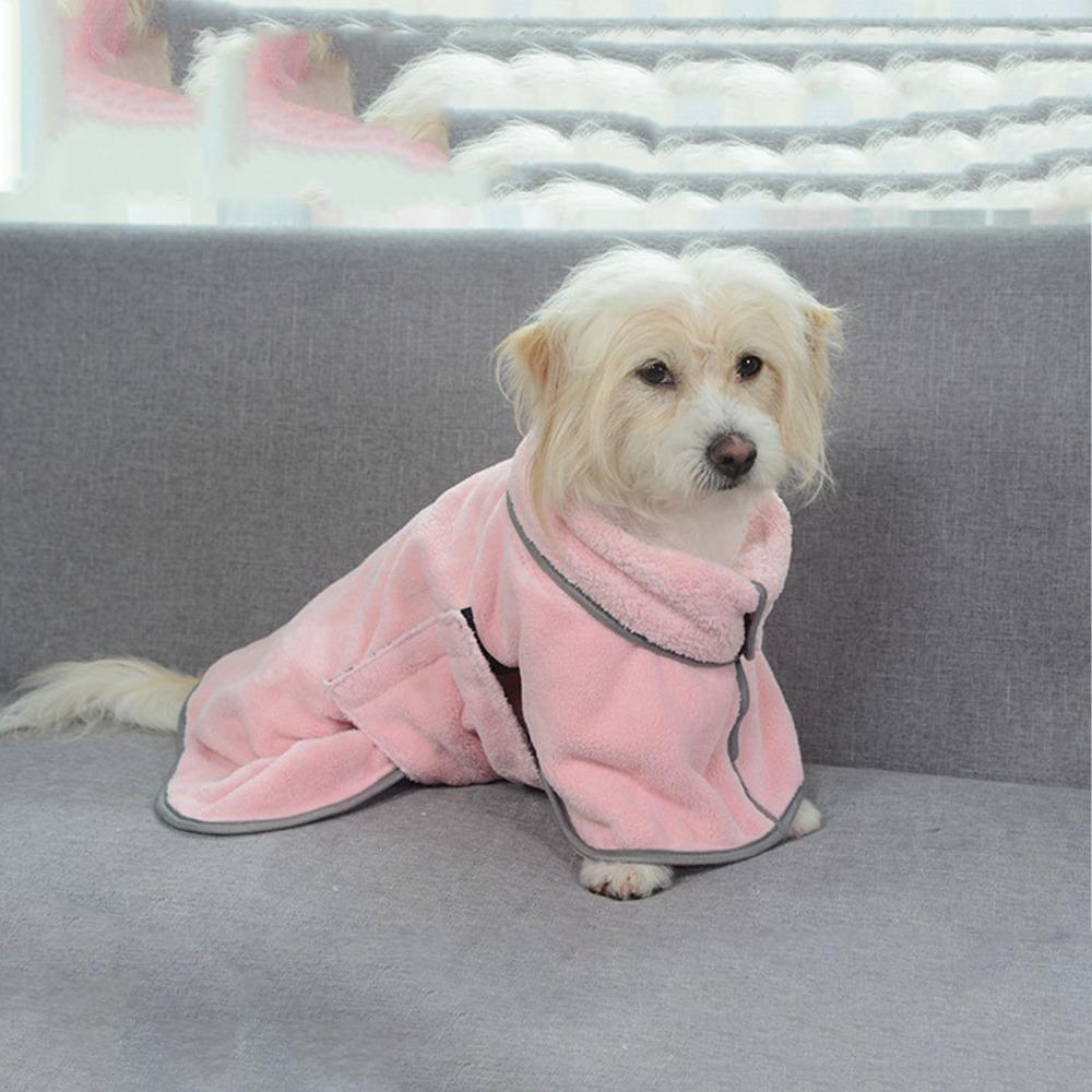 Large Size Cut Pet Bath Robe Microfiber Fabric Dog Drying Coat Small Medium Pets