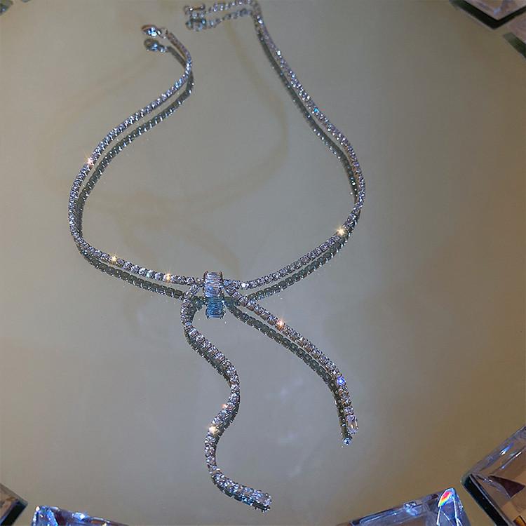 Ожерелье для женщин, роскошный бант, бабочка, кристалл, колье с кисточкой, цепочка на ключицы, аксессуары, ювелирные изделия