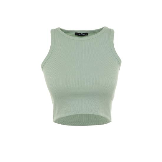 Гибкая трикотажная майка в рубчик с вырезом на шее Super Crop Halter