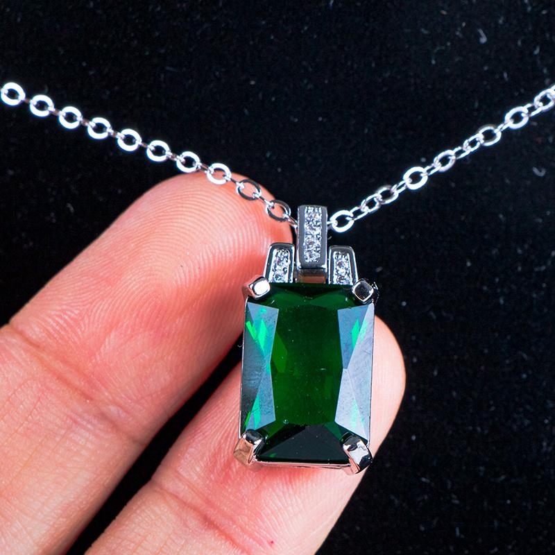 BELLA BOX Великолепное элегантное ожерелье с подвеской в ​​зеленой квадратной форме для женщин, очаровательное ожерелье на свадьбу и помолвку с драгоценными камнями, жемчужная цепочка на ключицы, женские подарки