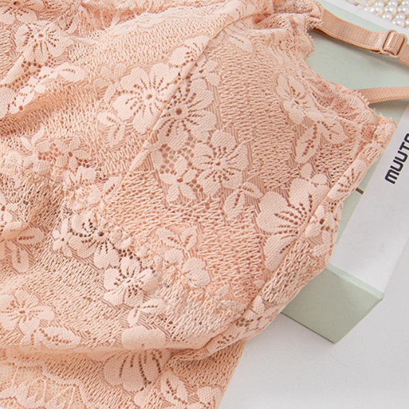 Fashion Sleeveless Lace Vest Wirefree Padded Bra Short Camisole Fitness Underwear Floral Lace Bra