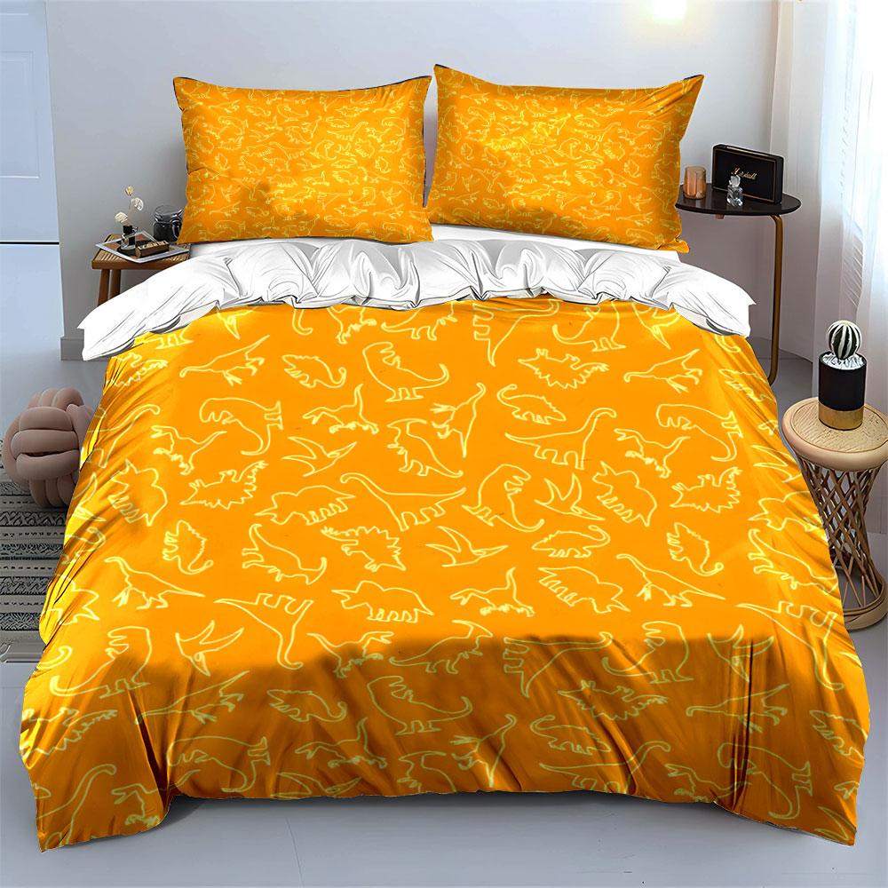 "Cartoon Dinosaur Pattern Set" Bedding Set with 1 Duvet Cover 2 Pillowcases Single Double King Queen, Gift