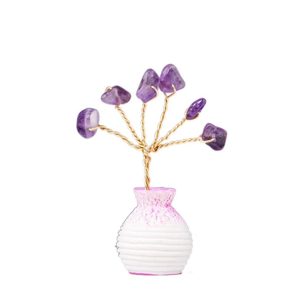 Белая хрустальная ваза Модель хрустального дерева Разноцветные мини-елочные украшения Натуральные изделия ручной работы Украшения для хрустального дерева желаний