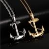 Titanium Steel Boat Anchor Pendant Necklace Trendy Men's Personality Vintage Cross Jewelry Gift for Boyfriend