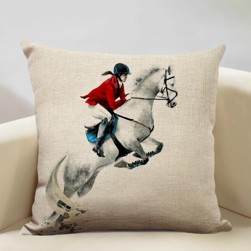 Акварельный Животное Лошадь Курица Ящерица Корова Антилопа Декоративная Наволочка 45x45см Чехол на Подушку для Дивана Домашний Декор
