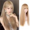 WTB Long Straight Multicolor Synthetic Wig Female Long Straight Hair Cosplay Natural Air Straight Bangs Wig