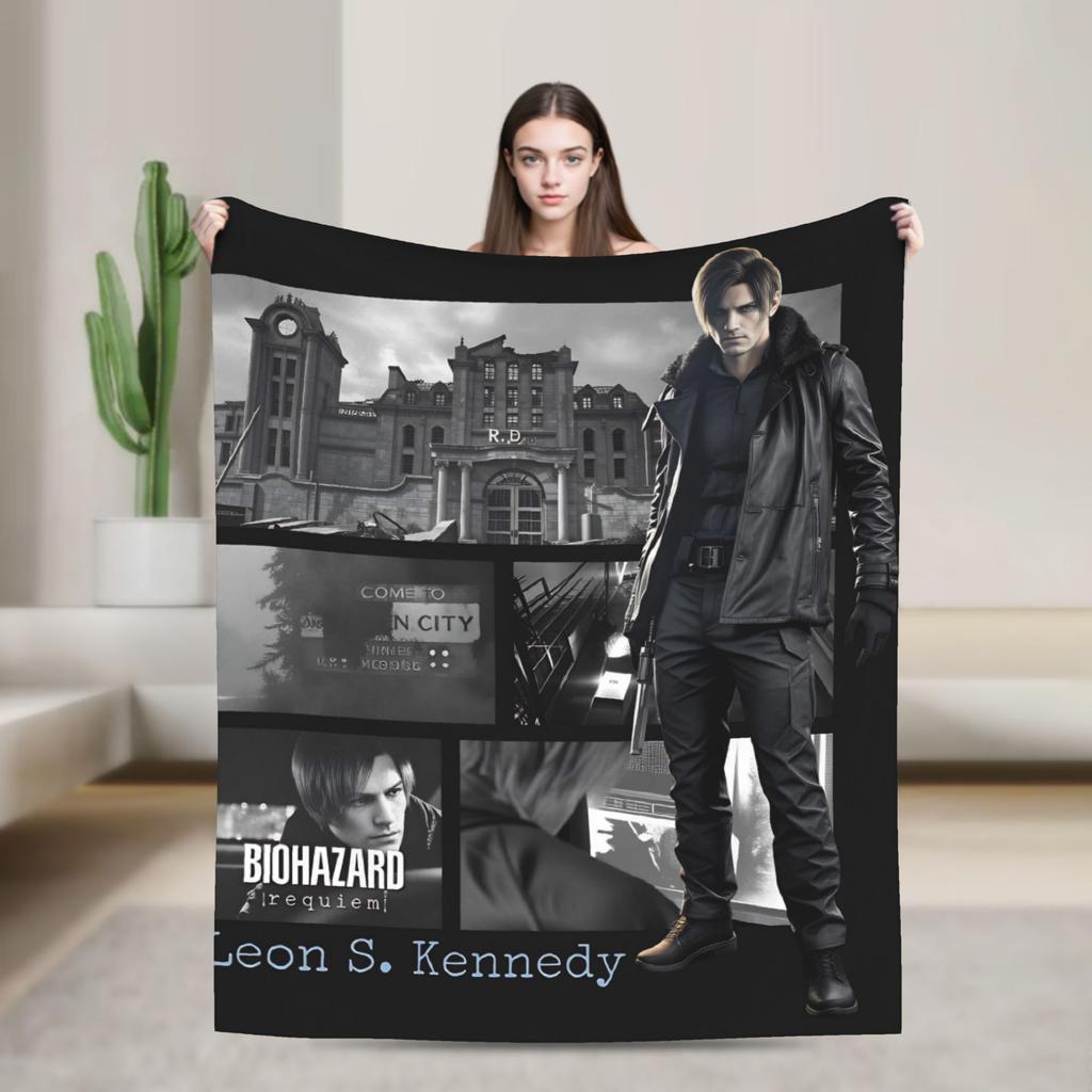 Soft Blankets Travel Office Leon Kennedy Throw Blanket Novelty  Bedspread For Living Room