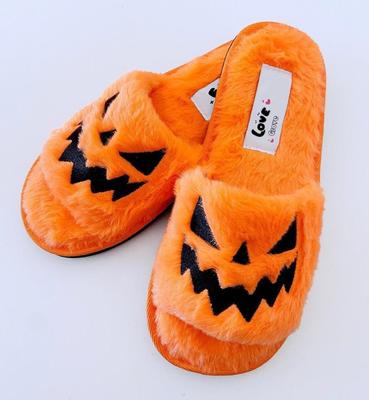 Pantoufles Lanterne Citrouille d'Halloween pour Femme, Pantoufles d'Extérieur en Fourrure Douce et Confortables, Taille 43, осень 2023 г.