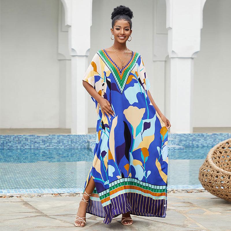 EDOLYNSA 2023 Лонг-Бич накидка кафтан платье макси пляжная одежда оверсайз бикини накидка халат пляж саронг пляжная туника Q807