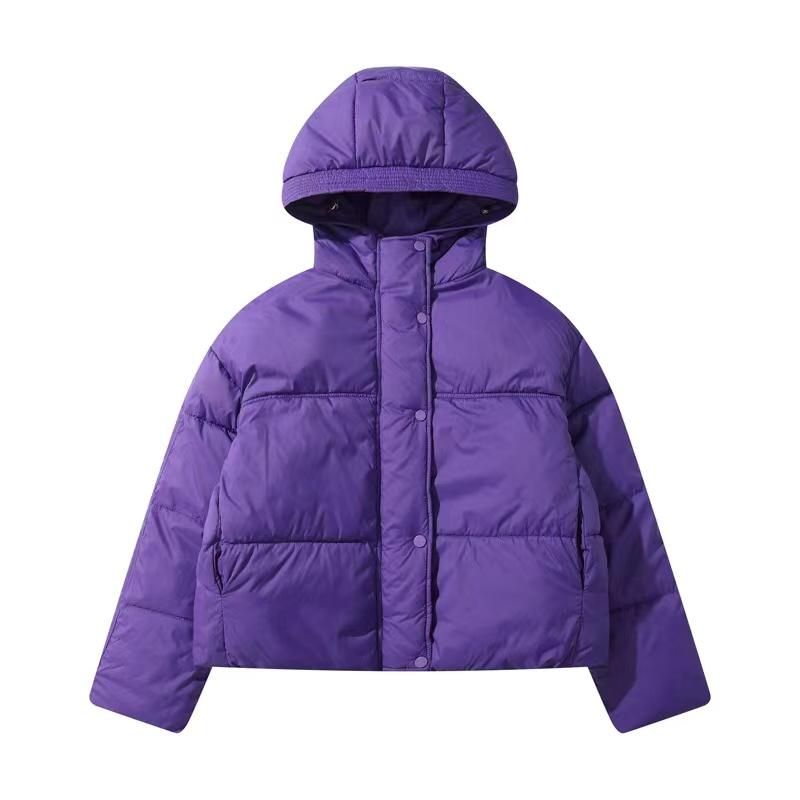 Qishki Moda Keng Ayollar Qisqa Palto Gul Kapushonli Issiq Qalinlashtirilgan Jaket