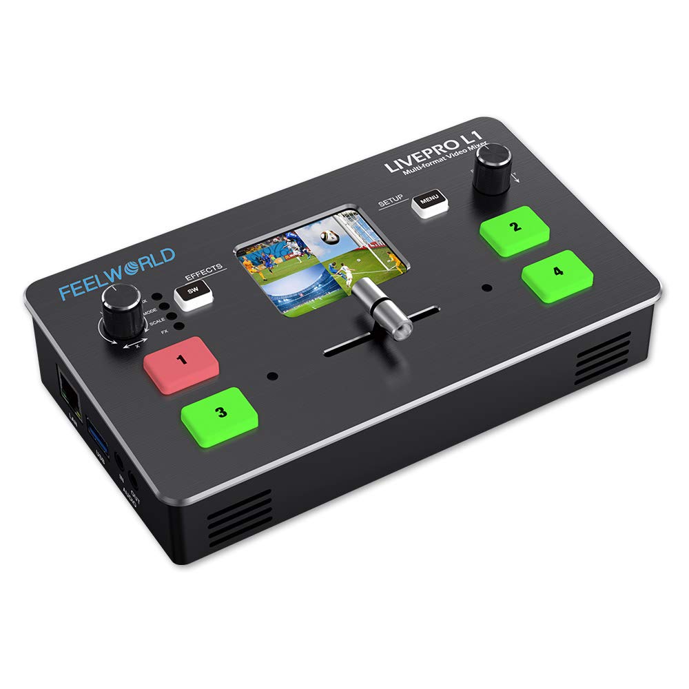 Feelworld LIVEPRO L1 V1 HD Видеомикшер для прямых трансляций с 4x HDMI USB-интерфейсом и HDMI-выходами, позволяющими независимую настройку PGM и