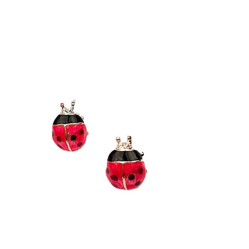 E924 Модные корейские серьги: Клубника, арбуз, божья коровка, красный дизайн с каплями масла для женщин