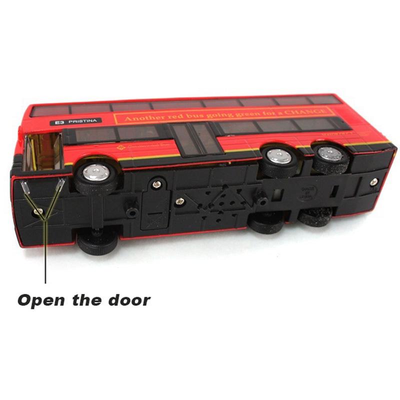 1:43 Kids Toys Double Decker Bus Cool Metal Vehicle Cars Model for Music Pull Back Cars Miniatures