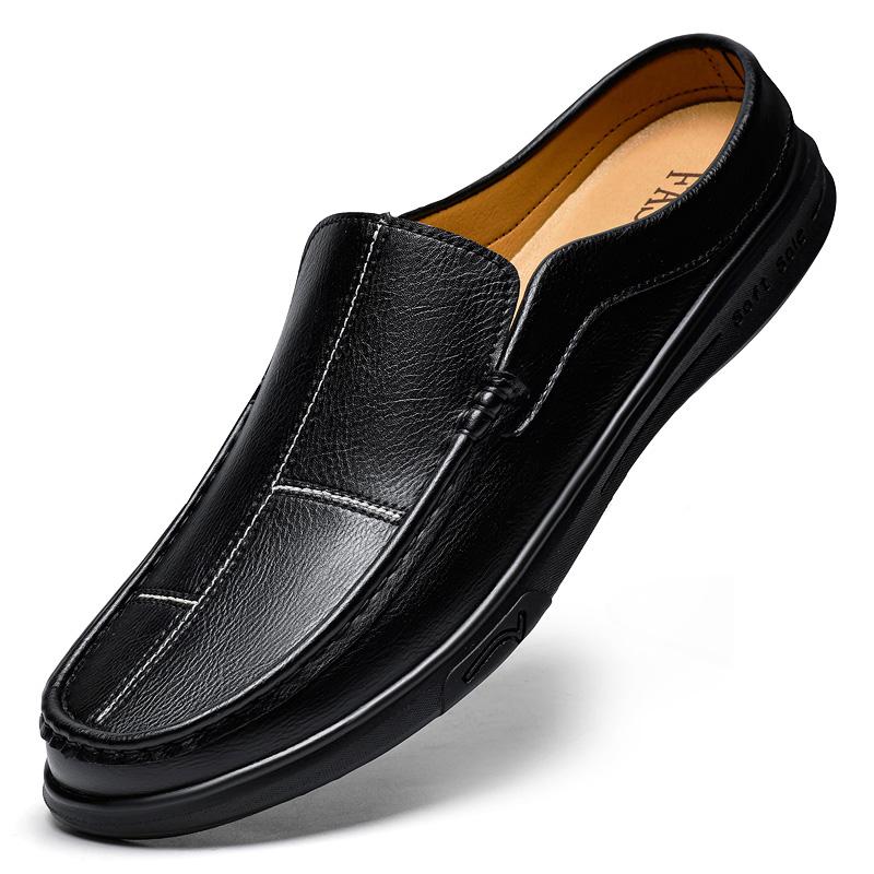 Mens Muller Shoes Four Season New Anti Slip Business Loafers Fashion Comfort Casual Slip on Flats Soft Soled Half Drag Slippers