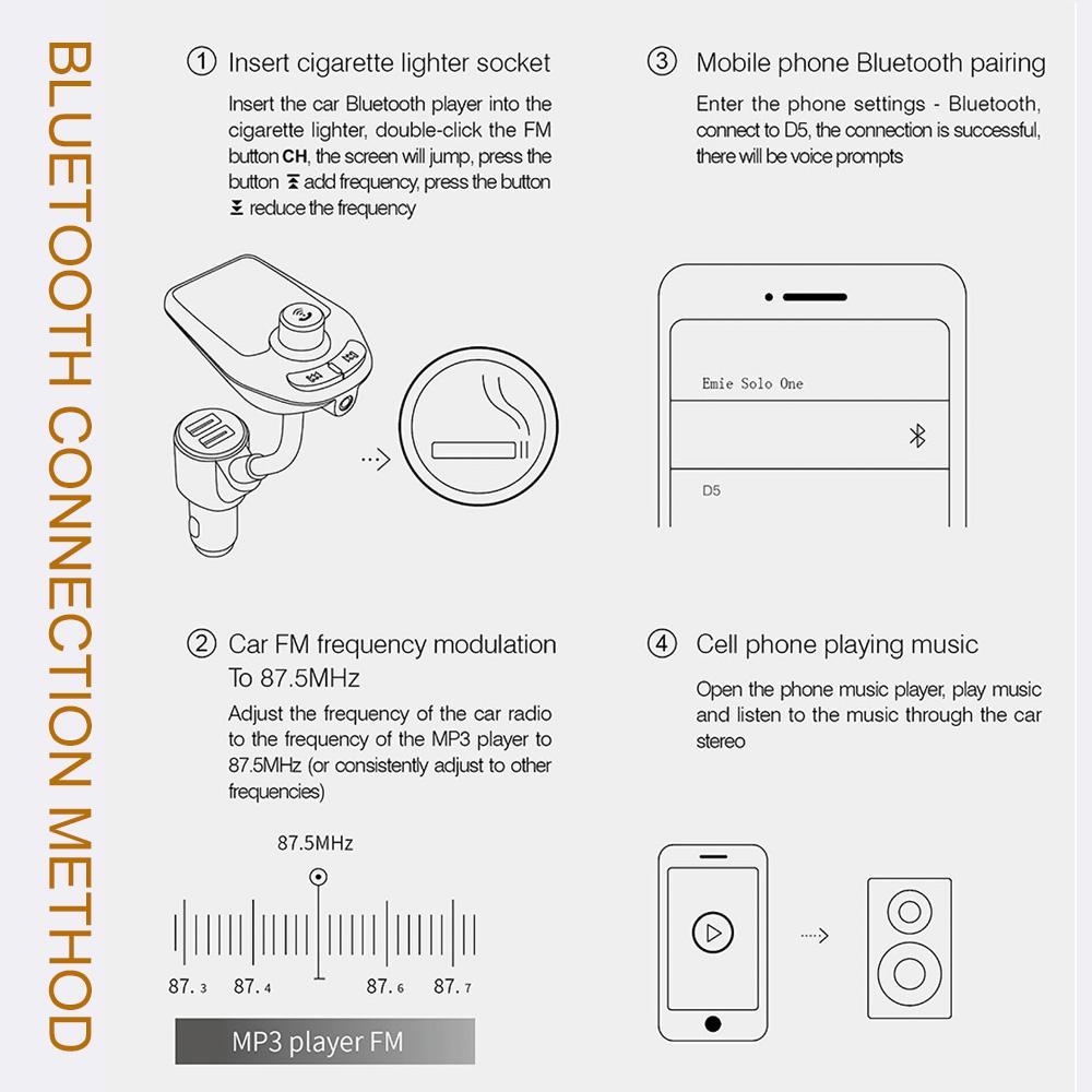 Новый Mp3-плеер Bluetooth автомобильный комплект музыкальный плеер FM-передатчик модулятор с двойным USB-зарядным устройством 3.0a динамики AUX соединение