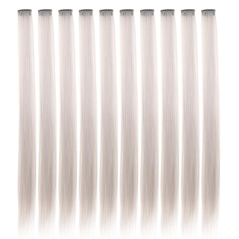 10 шт./упак. Цветные накладные пряди для вечеринки, заколки для волос для девочек, 18 дюймов, омбре, прямые, синтетические 2027