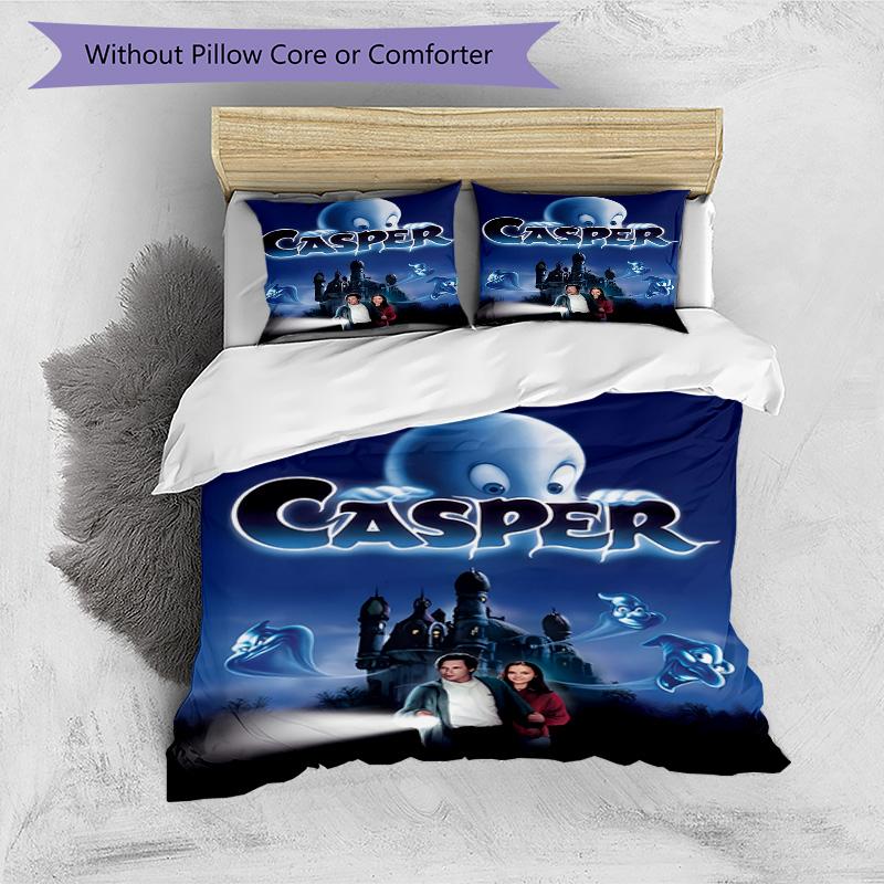 3pcs Casper3 Design Cover Set - HD Printed Bedding with 1 Cover and 2 Pillowcases - Perfect for Home and Dorm Decor
