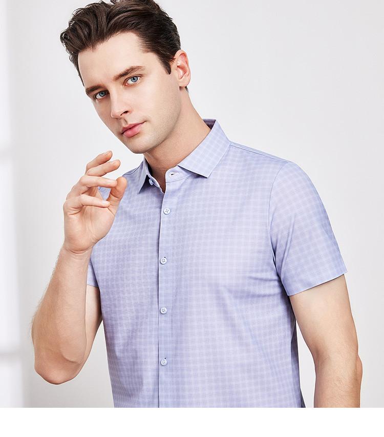 DP Ironless plaid short sleeved shirt for business, casual, easy to maintain, middle-aged men's shirt for simple commuting