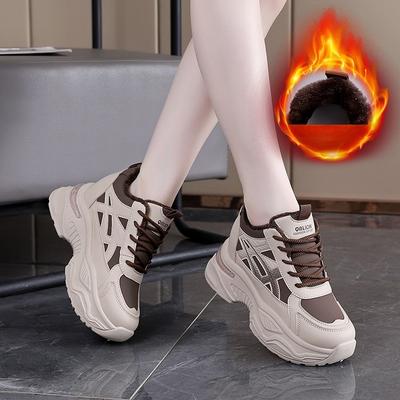 Женские зимние ботинки на толстой подошве, с высоким верхом, на шнуровке, легкие, теплые, непродуваемые, утепленные, нескользящие, износостойкие, повседневные кроссовки, хлопковые ботинки, поп-обувь