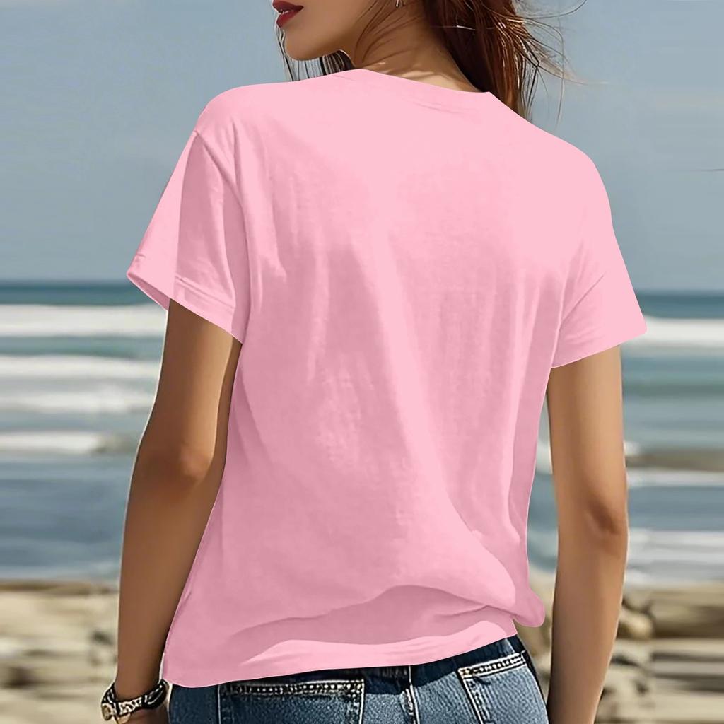 Взрослые Повседневные Ежедневные Круглый вырез с принтом Короткие рукава Футболка Топ с буквами