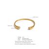 Yhpup 60mm High Quality Stainless Steel Cubic Zirconia Cuff Open Bracelet Bangle for Women Smooth Metal Casual Modern Jewelry