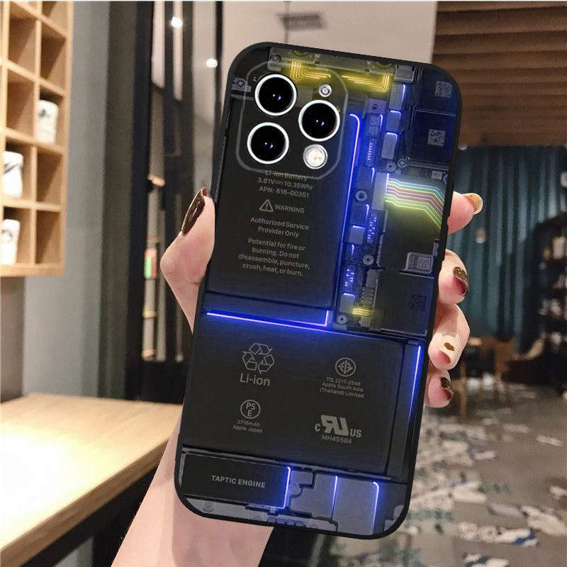 Чехол для телефона для iphone 14 13 12 11 Pro Max XS XR X 12mini 14 Plus SE, аккумулятор, материнская плата, чехол для мобильного телефона, принципиально