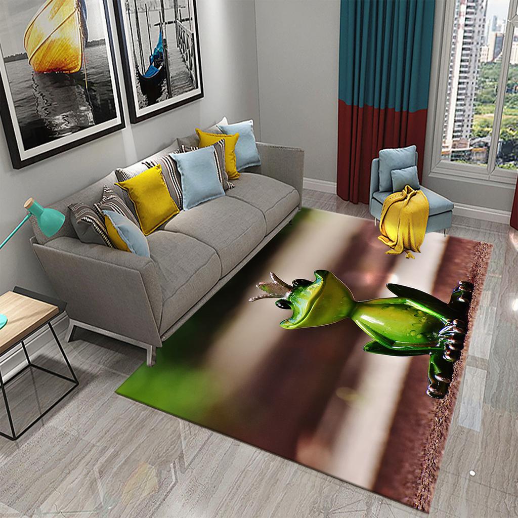 Ковер Лягушка Красочный Милый Ковер с Животным Принтом для Ванной Нескользящий Коврик для Зоны Гостиная Детская Спальня Напольный Коврик Декор для Прихожей