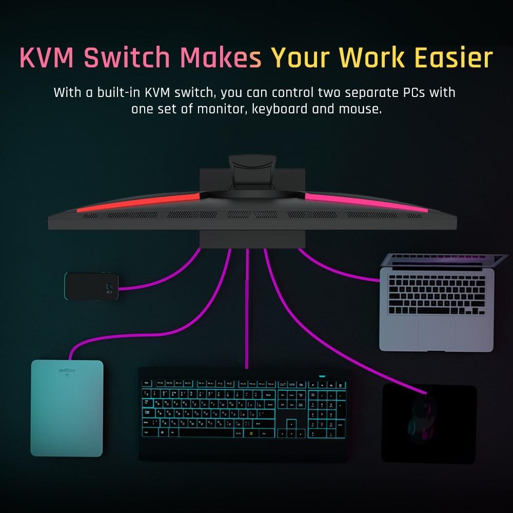 KTC Игровой монитор M27T20 27 дюймов, 2560x1440, QHD, 165 Гц, мини-светодиод, HVA, время отклика 3 мс, HDMI2.0 DP1.4, USB KVM Type-c