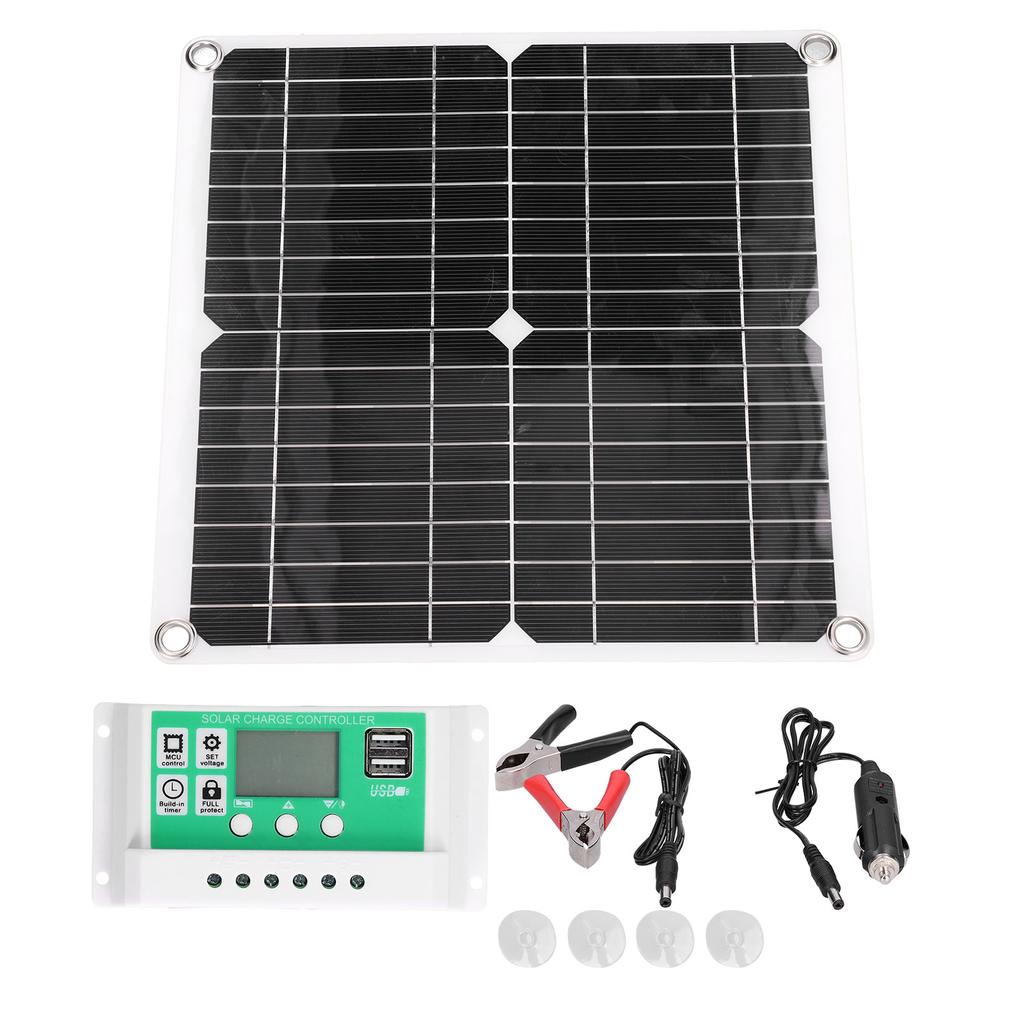 40W 18V Monocrystalline Silicon Flexible Solar Panel with 40A Solar Charge Controller with Dual USB