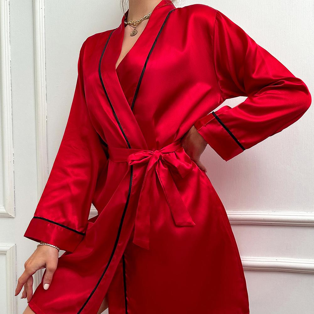 Pink Bride Bridesmaid Wedding Robe Spring Summer Female Sleepwear Kimono Bathrobe Gown Loose Casual Satin Home Dress Loungewear