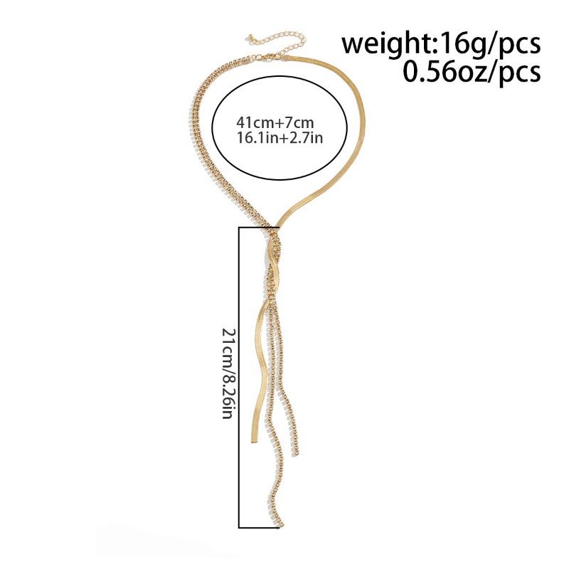 Крутое минималистичное медное ожерелье-цепочка в виде змеи для женщин, модное плетеное ожерелье с кристаллами и длинной кисточкой на ключицы, ожерелья, ювелирные изделия