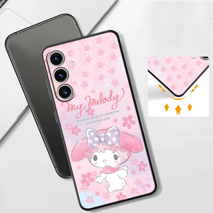 Sanrio Cherry Melody Black Soft Phone Cover Case for Samsung Galaxy A41 A24 A55 A35 A32 A51 A73 A23 A53 A36 A26 A72 A22 A52 A25
