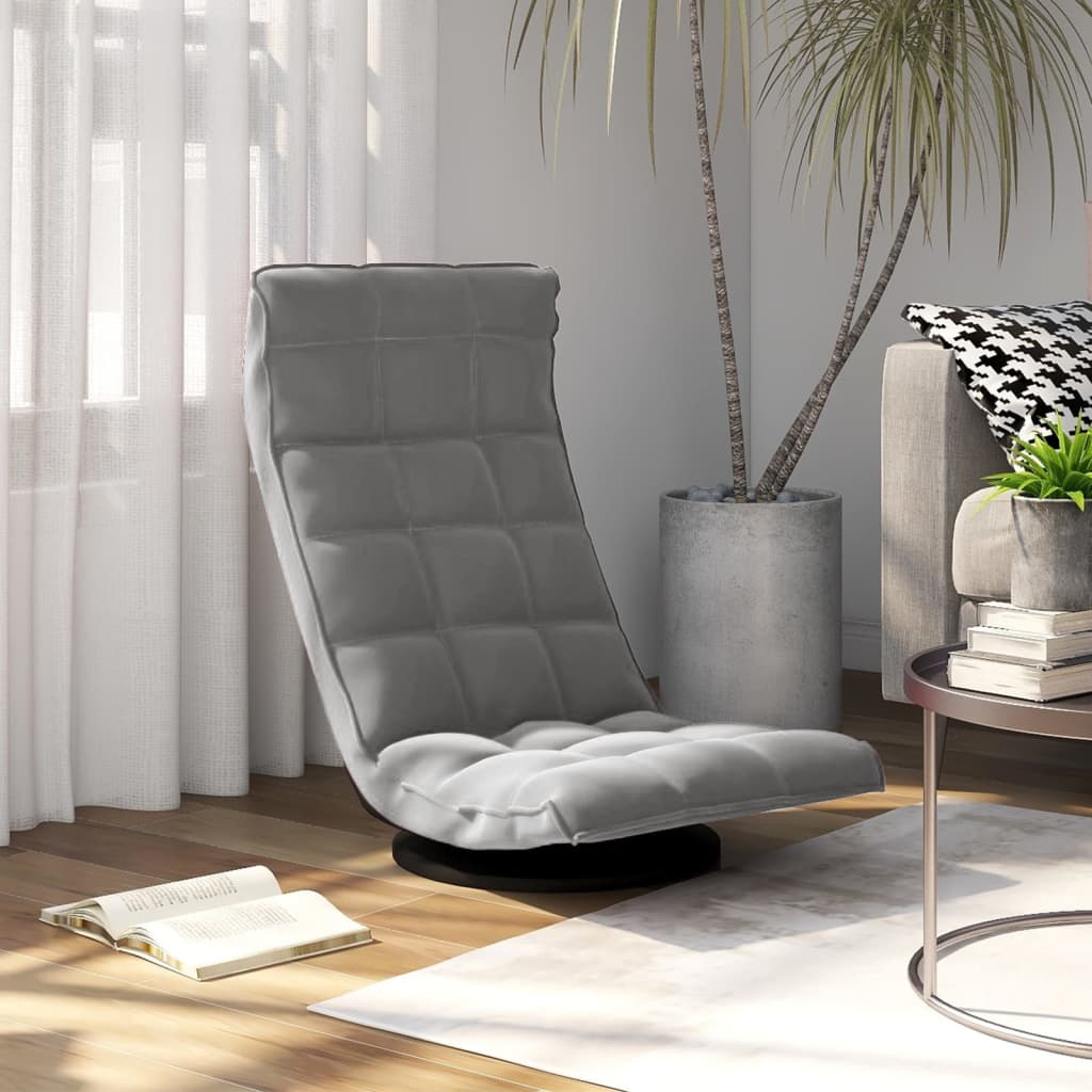 Floor Chair Swivel Light Grey Velvet