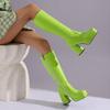 Women's High-heeled Boots Autumn and Winter New Candy-colored Thick-heeled Large-size Medium Boots
