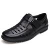 Summer Shoes Men Sandals Cow Leather Casual Shoes Brand Male Sandals Non-slip Black Brown K172