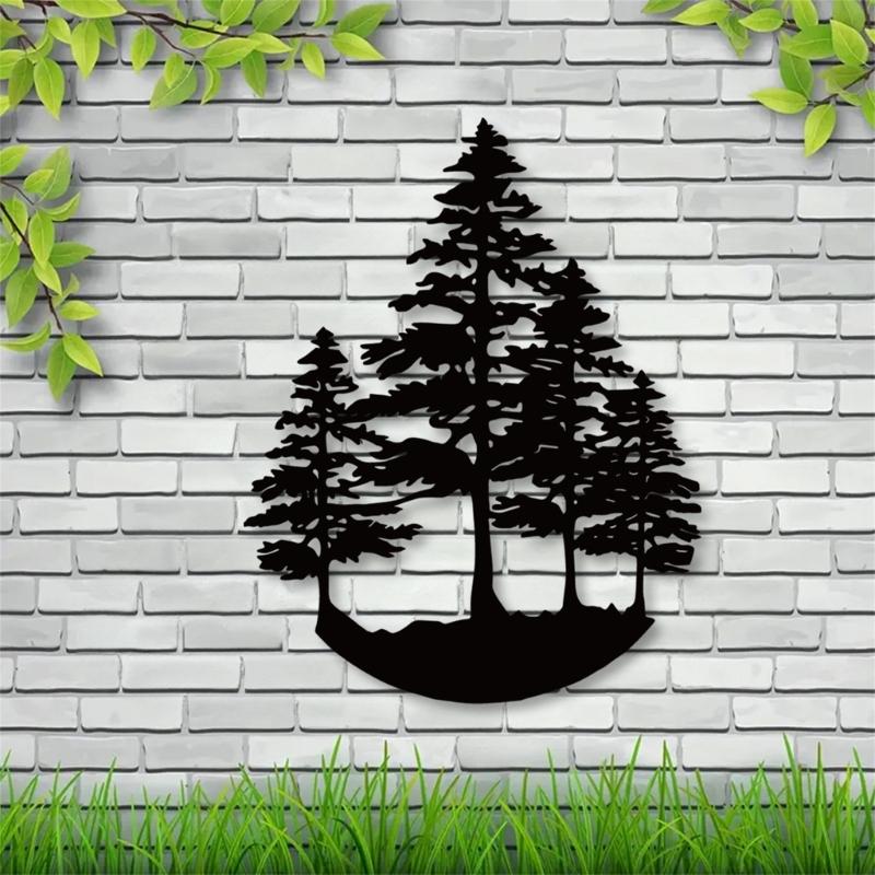Black Metal Tree Decors Stylishs Iron Wall Plaques Wall Sign for Indoor and Outdoor Use Wall Decorations 23.4x30cm