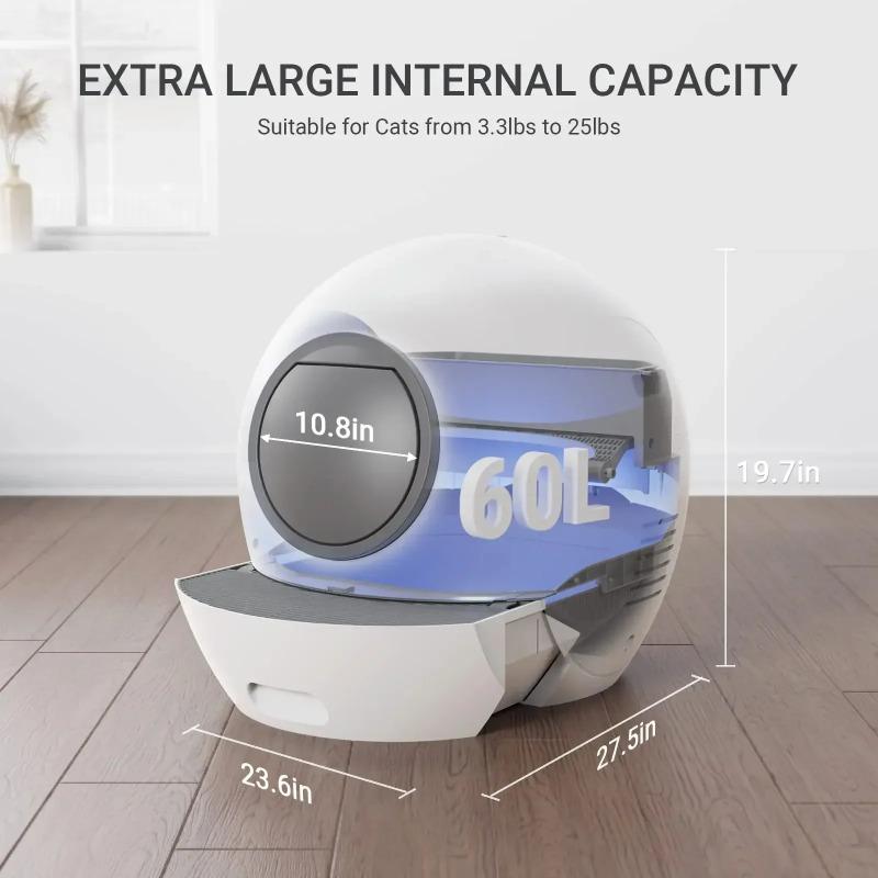 ELS PET Self-Cleaning Automatic Cat Litter Box - APP Control, Smart Monitoring, Odorless, Extra-Large Capacity for Multiple Cats